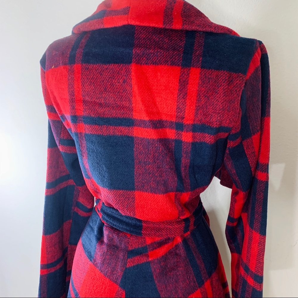 FAVLUX FASHION | Waterfall Jacket Red Navy Plaid - Picture 3 of 8